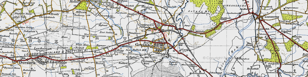 Old map of Gretna in 1947