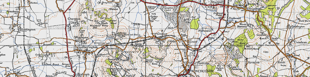 Old map of Gretton in 1946