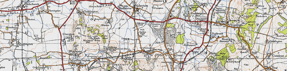 Old map of Gretton Fields in 1946