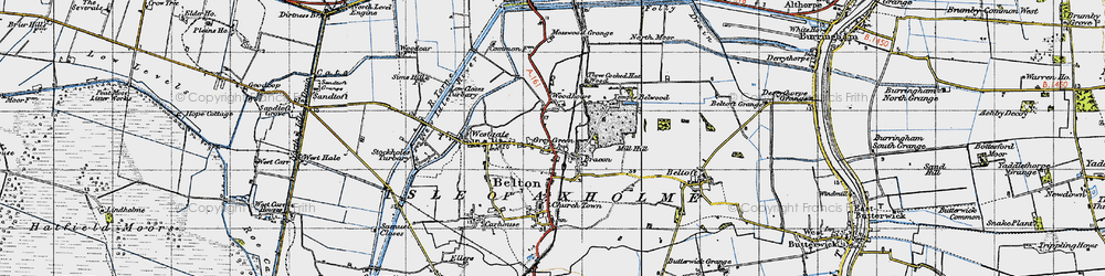Old map of Grey Green in 1947