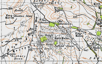 Old map of Overton Down in 1940