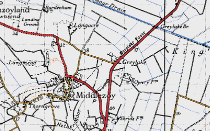Old map of Greylake in 1945