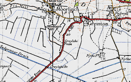 Old map of Greylake Fosse in 1946