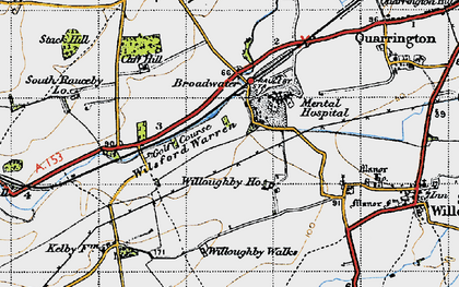 Old map of Willoughby Walks in 1946