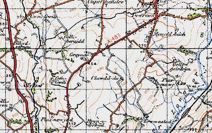 Old map of Bryn-y-rhyd in 1947