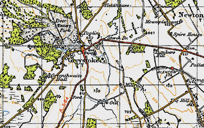 Old map of Greystoke in 1947