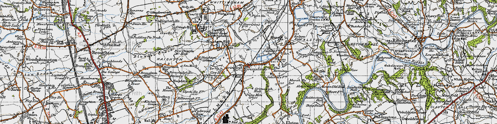 Old map of Alston Wood in 1947