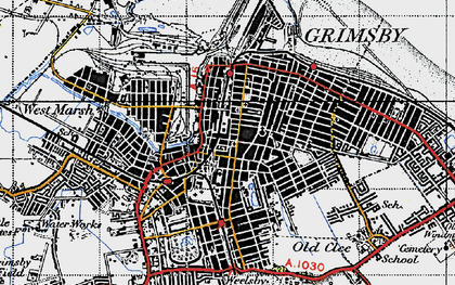 Old map of Grimsby in 1946