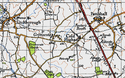 Old map of Grimscote in 1946