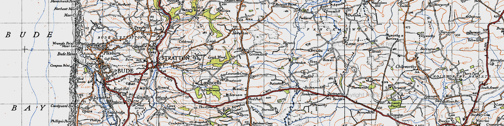 Old map of Grimscott in 1946
