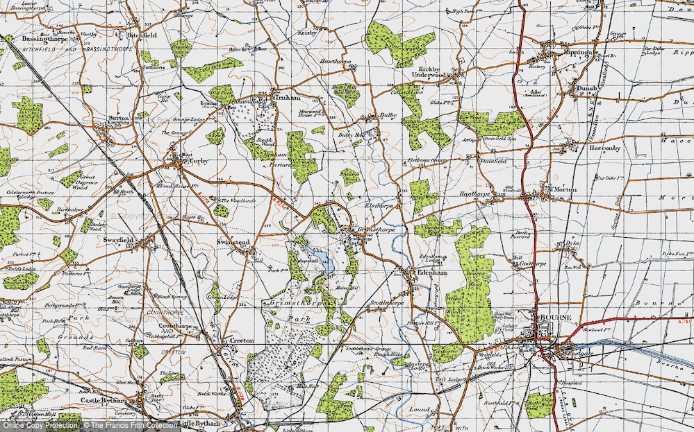 Old Map of Historic Map covering Elsthorpe in 1946