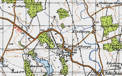 Old map of Grimsthorpe in 1946