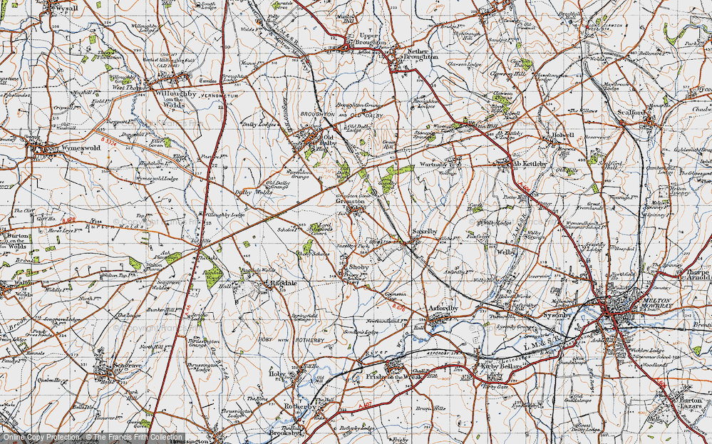 Old Map of Historic Map covering Saxelby Pastures in 1946