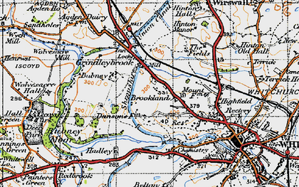 Old map of Grindley Brook in 1947