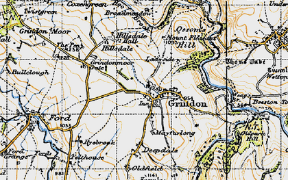 Old map of Grindon in 1947