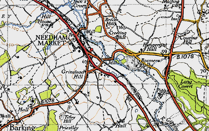 Old map of Grinstead Hill in 1946