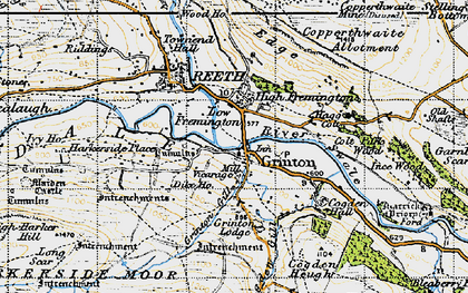 Old map of Grinton in 1947