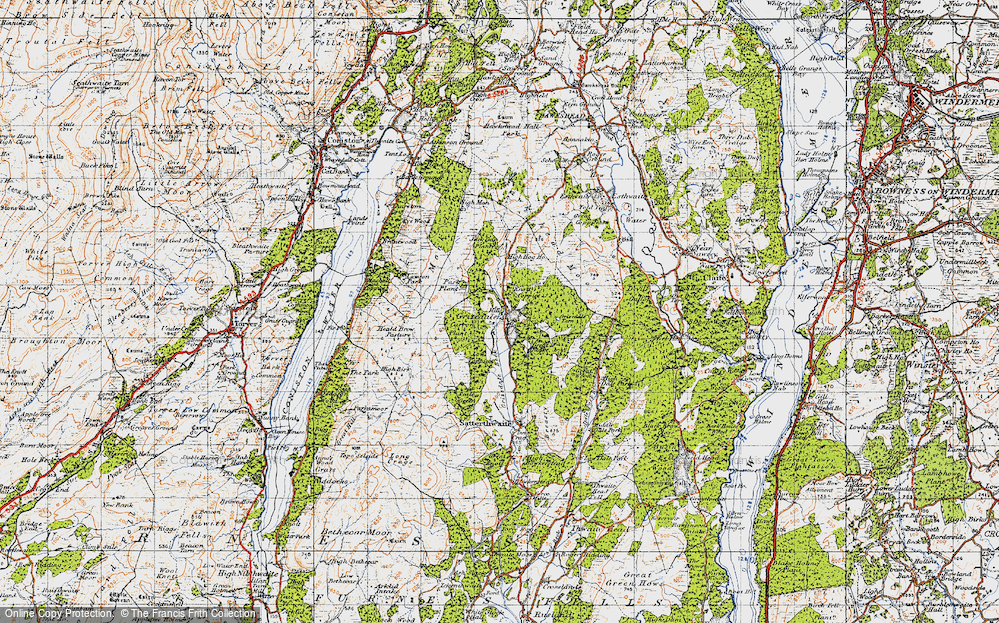 Old Map of Historic Map covering Bogle Crag in 1947