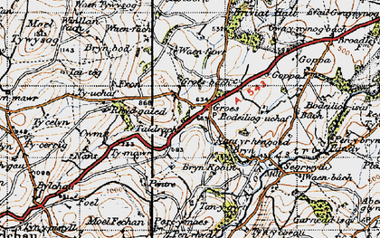 Old map of Afon Ystrad in 1947
