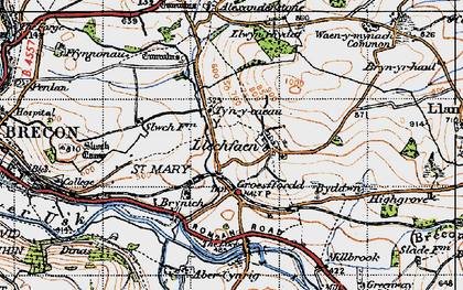 Old map of Abercynrig in 1947