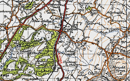 Old map of Groeslon in 1947