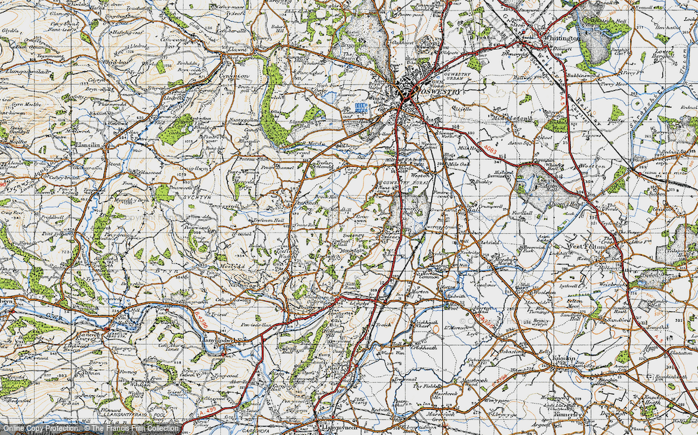 Old Map of Historic Map covering Woodhill in 1947
