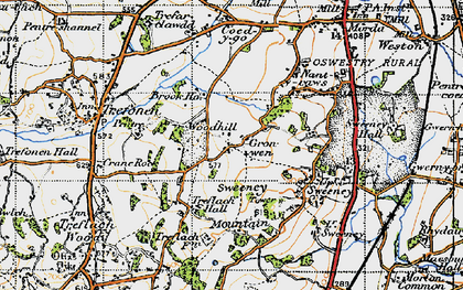 Old map of Woodhill in 1947