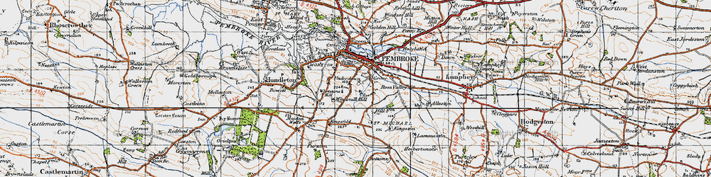 Old map of Grove in 1946