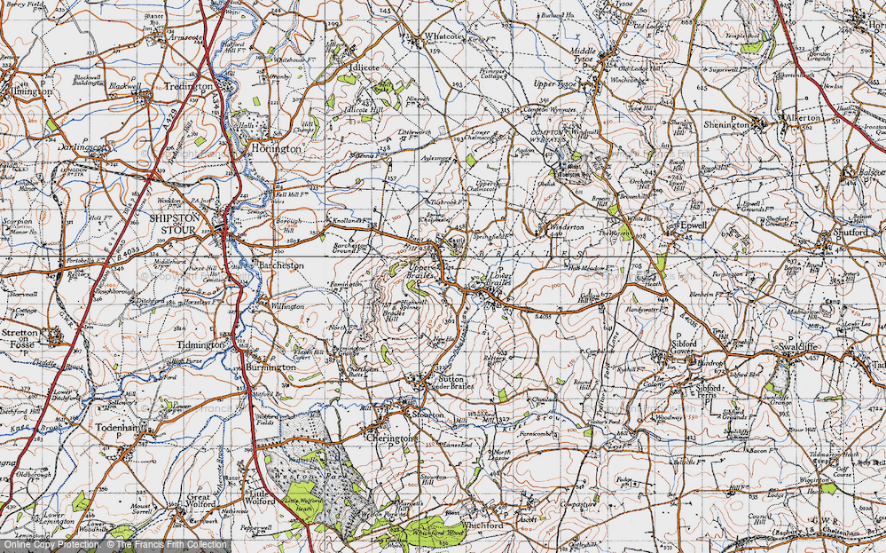 Old Map of Historic Map covering Brailes Hill in 1946