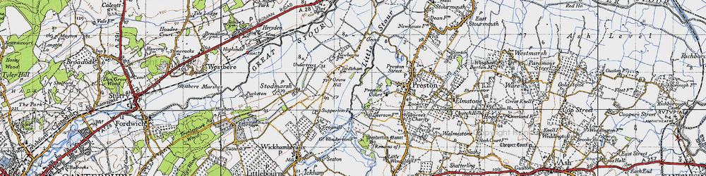 Old map of Grove Hill in 1947