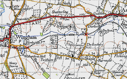 Old map of Groves in 1947