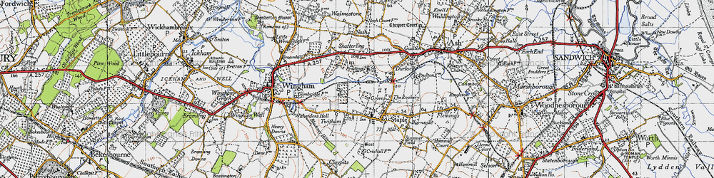 Old map of Groves in 1947