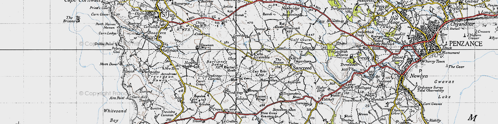 Old map of Bartinney Downs in 1946