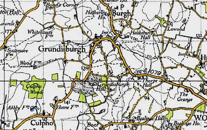 Old map of Grundisburgh in 1946