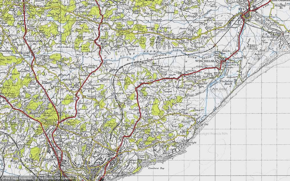 Old Map of Guestling Thorn, 1940 in 1940