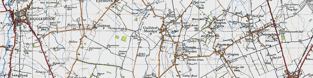 Old map of Guilden Morden in 1946