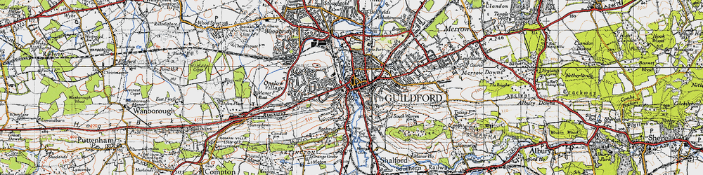Old map of Guildford in 1940