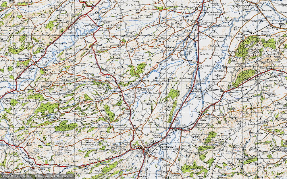 Old Map of Historic Map covering Trelydan in 1947