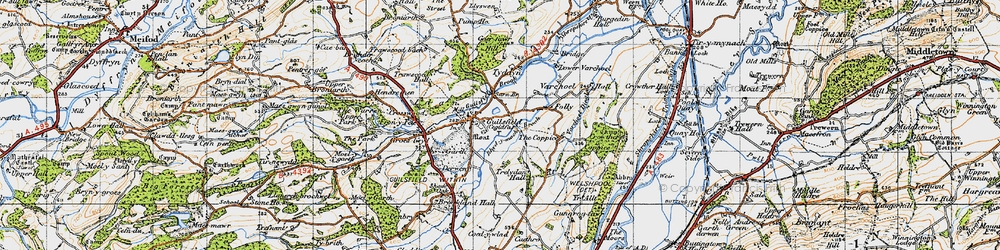 Old map of Guilsfield in 1947
