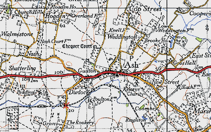Old map of Guilton in 1947