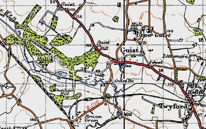 Old map of Guist in 1946