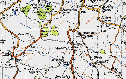 Old map of Manston Hall in 1946