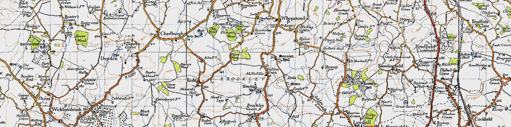 Old map of Manston Hall in 1946