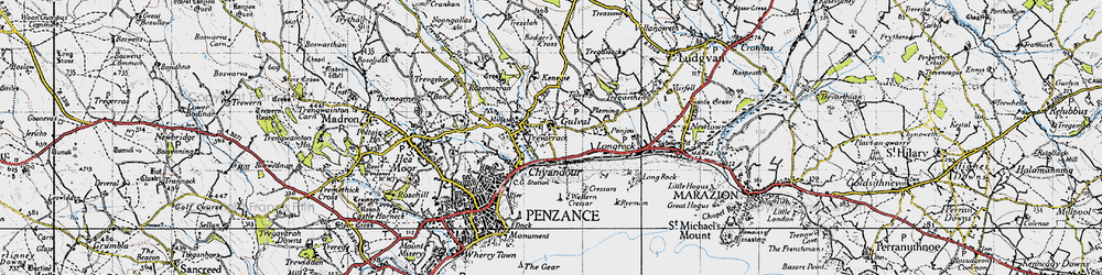 Old map of Gulval in 1946