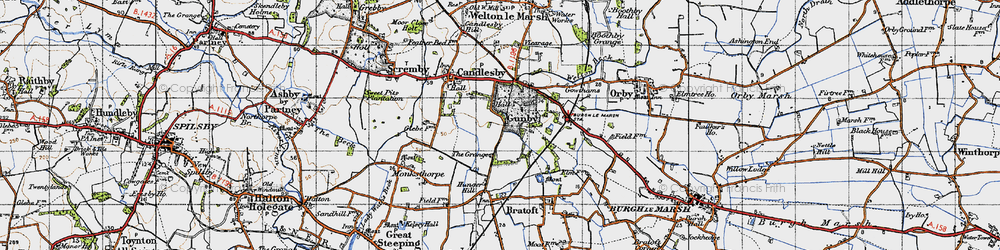 Old map of Gunby in 1946