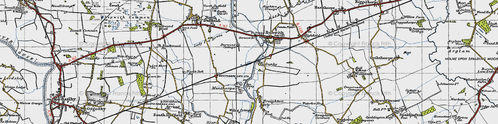 Old map of Gunby in 1947