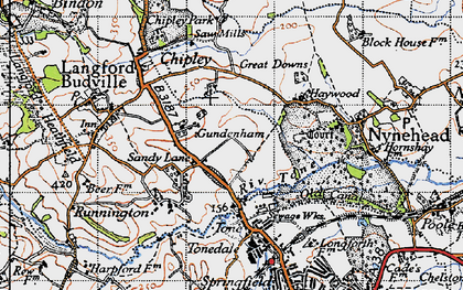 Old map of Gundenham in 1946