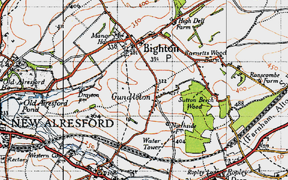 Old map of Gundleton in 1945