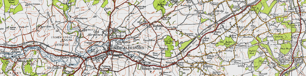 Old map of Gundleton in 1945