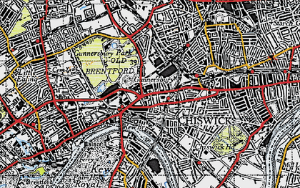 Old map of Gunnersbury in 1945